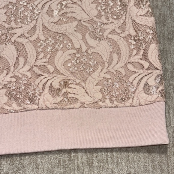 XXL 2X Plus lace top blush pink lined banded bottom short sleeve Worthington - Picture 4 of 5